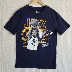 NBA Mens Donovan Mitchell #45 Utah Jazz Navy Blue T-shirt Size Medium